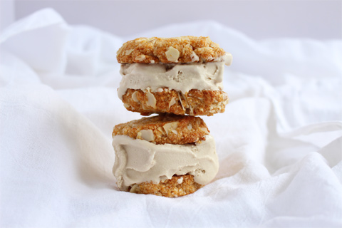 Ice Cream Cookie Made with Paleo Anzac Biscuit and Coconut ice cream